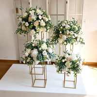 Composition florale artificielle rose poudré et blanche pour centre de table d'allée de mariage, ensemble floral pour décoration de scène de banquet et réception