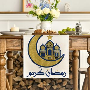 Chemin de table rose à motifs de fleurs et étoiles pour Ramadan et l'Aïd, idéal pour la saison estivale, les fêtes et la décoration de la maison - Product Image 3