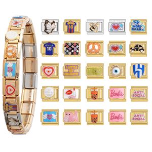 <span class=keywords><strong>Charm</strong></span> Italiani di Alta Qualità in Acciaio Inossidabile Placcato Oro 18K, Serie Cuore con Frasi, per Bracciali <span class=keywords><strong>Charm</strong></span> Italiani - Product Image 1