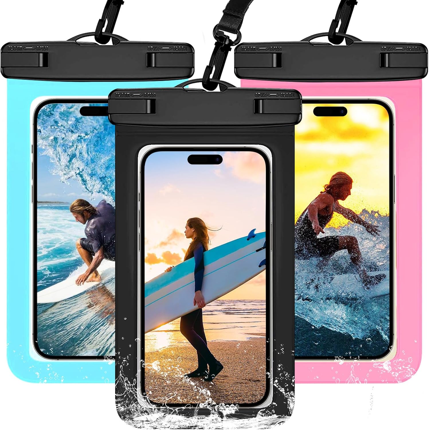 Waterproof Phone Pouch Sports Design for iPhone 16 15 14 13 Pro Max Plus 8.3" IPX8 & for Beach Travel Essentials
