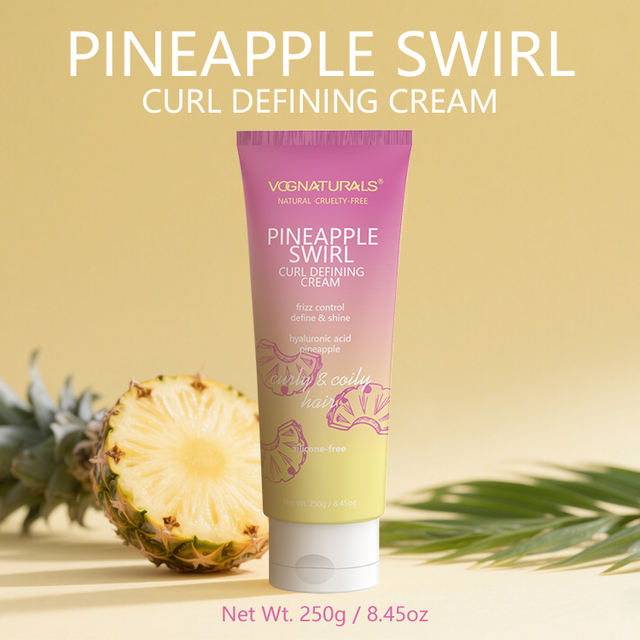 Private Label Moisturizing Curl Enhancer Styling Cream Pineapple Swirl Defining Cream Strong for Curly Wavy Hair Frizz