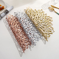 Nouveau dessous de plat en PVC motif fleur de Fu Rong, épaisseur 2 mm, réutilisable, diamètre 38 cm, style européen, effet bronzé, isolant et imperméable