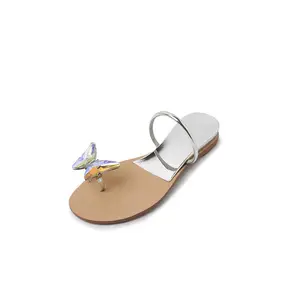 XINZI RAIN Summer Ladies Flat Shoes Open Toe Rhinestone Women Summer Strappy Flat Sandals