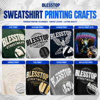 Sweat-shirt à capuche personnalisé BlessTop avec logo, lettres gothiques et graphismes urbains, pull-over pour marques de streetwear vintage