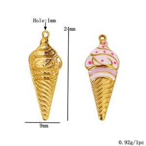 Colgante de Cono de Helado de Acero Inoxidable con Baño de Oro de 18K para Fabricación de Collares, Fornituras de Joyería con Formas Variadas - Product Image 3