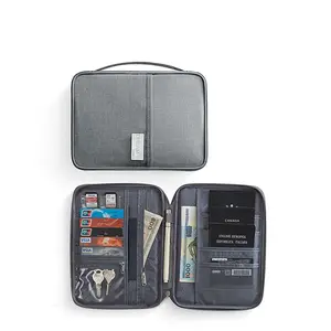 Grey Color documento bolsas impermeable bolsa de dinero cremallera caja de almacenamiento para el documento de archivo efectivo Tablet