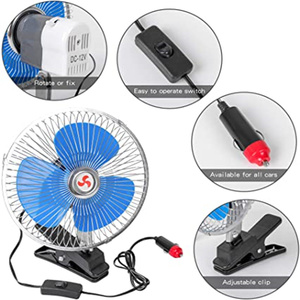 Direct Factory 8inch 12/24V Portable Touch Control Strong Wind Low Noise Modern Design Blue Plastic Metal <b>Car</b> Cooling Fan Home - Product Image 5