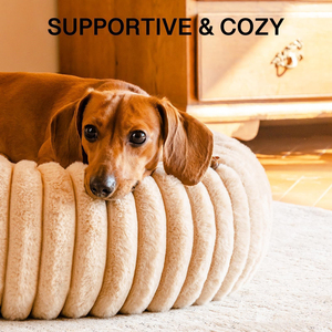 SUREAL ALHOME Donut Katzen-und Hunde bett Beruhigende runde Hunde betten für kleine Hunde Anti-Angst-Kuschel-Welpen bett mit rutsch festem Boden - Product Image 3