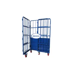 Kwaliteitsgarantie Rolkooi Trolley 4 Wiel Opvouwbare Opslag Stalen Pallet Metalen Kooi Trolley