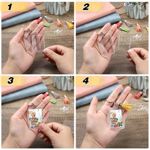Porte-clés en acrylique rond clair étiquettes formes vierges Kpop support <span class=keywords><strong>Photo</strong></span> transparent clair porte-clés personnalisés chaînes - Product Image 2