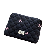 Nouveau sac d'ordinateur décontracté de couleur unie avec nœud mignon pour tablette et ordinateur portable, étui de protection avec doublure en polyester, extensible et pliable