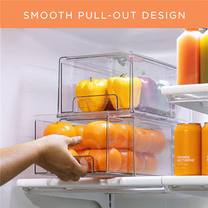 ANJUKE 2 Pack Acrílico Refrigerador de <span class=keywords><strong>plástico</strong></span> transparente Extraíble Cajones Contenedores Nevera Organizador Set <span class=keywords><strong>con</strong></span> <span class=keywords><strong>tapa</strong></span> - Product Image 5