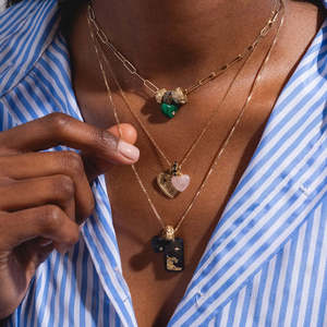 Mới 12 Sinh Nhật Đá Hình Trái Tim Màu Đỏ Màu Xanh Lá Cây Màu Hồng Màu Đen Đá Tự Nhiên Zircon Mặt Dây Chuyền Tự Làm Quyến Rũ Vòng Cổ Phụ Nữ Món Quà Đảng Ngày - Product Image 3