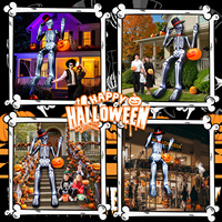 Squelette gonflable géant d'Halloween avec lumières LED, décoration de toit extérieure, énorme accessoire effrayant pour la cour