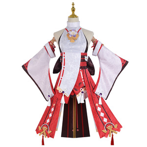 <span class=keywords><strong>Genshin</strong></span> Impact <span class=keywords><strong>Yae</strong></span> Miko Guuji <span class=keywords><strong>Yae</strong></span> Costume Femme Rose Cheveux Longs Perruque Robe Tenue de Fête Halloween Costumes de Fête - Product Image 4