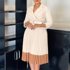 Trendy Autumn &amp; Winter Plus Size Women's Clothing <strong>Dresses</strong> For Women Elegant Suit Collar Pleated Office Ormal Work Career <strong>Dress</strong> - Product Image 2