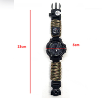 Jam Taktik Survival Multifungsi untuk Olahraga Luar Ruangan, Dilengkapi Lampu LED, Termometer, Peluit, Pengikis, dan Pemantik Api, Grosir