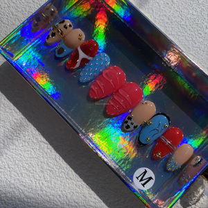 Chất <span class=keywords><strong>L</strong></span>ượng Cao 10Pcs Dài Vuông Hoa Nhân Tạo Móng Tay Hạnh Nhân Mô Hình Trái Tim Hoa Hồng Thời Trang Đầy Đủ Bìa Thiết Kế - Product Image 3