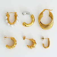 Vente en gros de boucles d'oreilles en perles en forme de U de haute qualité boucle d'oreille torsadée géométrique multicouche bijoux de boucle d'oreille en acier inoxydable pour femme
