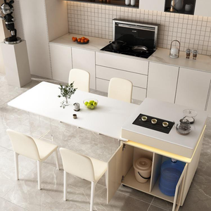 Hiện đại có thể thu vào Slate bếp bằng gỗ đảo với mở rộng bàn ăn tối giản mở kế hoạch thiết kế - Product Image 2