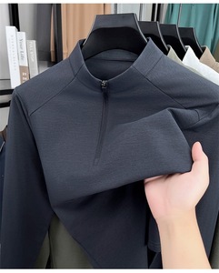 Custom Logo Print High Quality New Zipper Design Half <strong>Puller</strong> Men's Hoodies Solid Color Outdoor US Size Blank T Shirts - Product Image 4