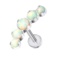 Giometal ASTM F136 anting-anting bunga kristal Titanium CZ kancing/Opal Blossom anting-anting tindik tulang rawan Helix perhiasan tubuh grosir