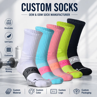 Chaussettes de basket-ball respirantes, antibactériennes, absorbant l'humidité, à design personnalisé, avec coussinets antidérapants pour hommes et femmes