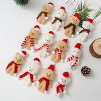Ours en peluche de Noël mignon avec écharpe et chapeau, jouet en peluche pour enfants, idéal pour la décoration de gâteaux de Noël