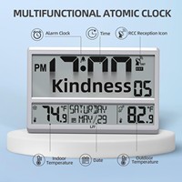 Reloj Atómico de Diseño Clásico LFF, Números de 45 Pulgadas, Reloj de Pared con Temperatura Interior, No Requiere Ajuste, Funciona con Batería, Fecha y Hora