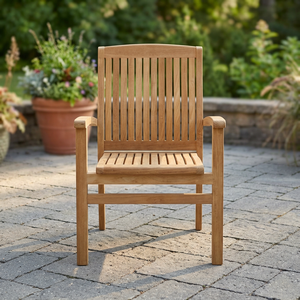 Silla de Jardín Moderna de Madera de Teca, Muebles Duraderos de Madera Maciza para Parque y Cocina - Product Image 1