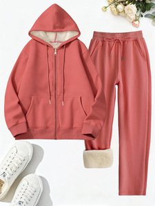 Survêtements pour femmes Logo personnalisé Tenues Jogger Vêtements deux pièces pour femmes <span class=keywords><strong>Sweat</strong></span> <span class=keywords><strong>à</strong></span> <span class=keywords><strong>capuche</strong></span> en polaire <span class=keywords><strong>doublé</strong></span> <span class=keywords><strong>Sherpa</strong></span> Pantalons <span class=keywords><strong>de</strong></span> survêtement pour femmes - Product Image 5