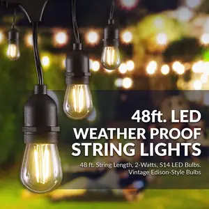 Guirnaldas De Luces Solar LED Bulb IP65 Waterproof Wedding Porch Holiday Patio Garden Outdoor Cafe S14 Festoon String Light