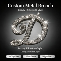Breloque de chaussure personnalisée en métal, lettre D, luxe, strass argentés, cristaux pavés, broche diamantée personnalisable pour pull et manteau
