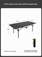 Table de camping pliable en acier au carbone, taille personnalisée, légère et durable, pour les pique-niques en plein air