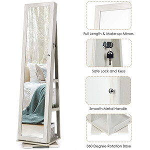 <span class=keywords><strong>Espejo</strong></span> de <span class=keywords><strong>Cuerpo</strong></span> <span class=keywords><strong>Entero</strong></span> con Gabinete para Maquillaje y Joyas, Armario con <span class=keywords><strong>Espejo</strong></span> para Joyas, Mueble de Salón Moderno - Product Image 2