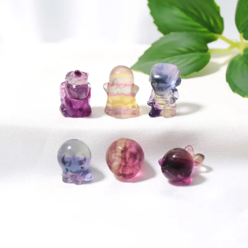 Bán Sỉ Đá Fluorite Cầu Vồng Tự Nhiên Mini Khắc Pha Lê Mini Để Trang Trí