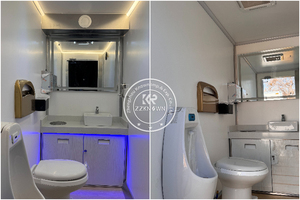 Best Selling Luxury 2 Station Mobile Trailer Modern Design Style Camping Caravan Bathroom Outdoor <b>Portable</b> <b>Toilet</b> - Product Image 3