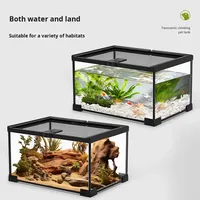 Terrarium en verre pour reptiles, vivarium, boîte d'élevage avec verre ultra-transparent pour crabe ermite, gecko, lézard, serpent, tortue