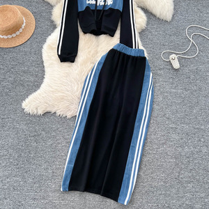 Autumn Women's Suit Casual Women's <strong>Outfit</strong> Long Sleeve Hoodie &amp; Elastic Waist Midi Skirt Stylish Sporty Fall Set <strong>Ladies</strong> 2 Pcs - Product Image 6