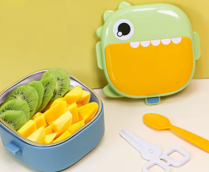 Boîte à lunch portable en plastique PP sans BPA personnalisée, ensemble de bols de rangement pour bébé en acier inoxydable avec cuillère et ciseaux pour enfants - Product Image 6