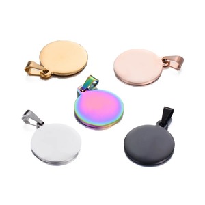 Disco de Identificación Redondo de Acero Inoxidable Pulido a Espejo en 5 Colores al por Mayor |   Colgante DIY en Blanco para Fabricación de Joyas al por Mayor - Product Image 3