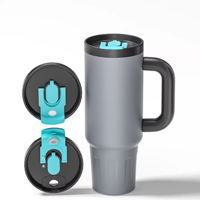 Vente en gros de gobelets isothermes personnalisés de 40 oz avec paille rabattable brevetée, en acier inoxydable 304, avec couvercle, double paroi sous vide, gobelet à café de voyage