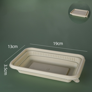 Bandejas para servir desechables de almidón de maíz biodegradable con tapa Capacidad de 1000ml para llevar Vajilla de embalaje de alimentos Vajilla - Product Image 5
