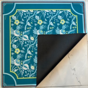 Tapis de mahjong en néoprène résistant à l'eau 31,5x31,5 pouces, série Fourwindssocial, motif fleur de cerisier, malachite, pour mahjong américain - Product Image 2