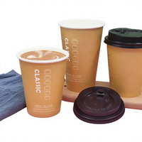 Gobelets en papier jetables à double paroi avec logo personnalisable, adaptés aux boissons chaudes, biodégradables en PE