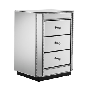 Hot Sale Modern 3-Drawer Chest <b>Bedside</b> Nightstand Crushed Diamond Mirrored Night Table for Bedroom for Apartment Use - Product Image 6