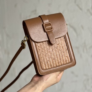 Mini Bamboo Woven Crossbody Bag 7 Inch Portable Travel Phone Bag Small Square Design Everyday Outfits Spring 2024 - Product Image 4