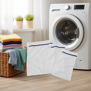 Laundry <b>Net</b> 3-Pack White <b>Mesh</b> With Blue Trim For Delicate Clothes Washing - Product Image 3