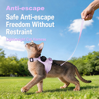 Harness Vest Anjing Kucing Mewah, Ringan, Bernapas, Reflektif, Aman, Kompatibel GPS Tracker, Anti-Hilang, Dapat Disesuaikan