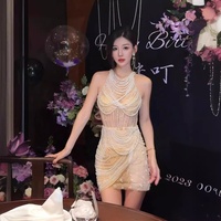 Nouvelle Robe Sexy Halter d'Été SJ Bettergirl, Robe de Soirée de Luxe Légère Ornée de Perles, Idéale pour Anniversaire ou Cadeau